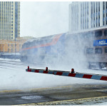 Metra train in snow