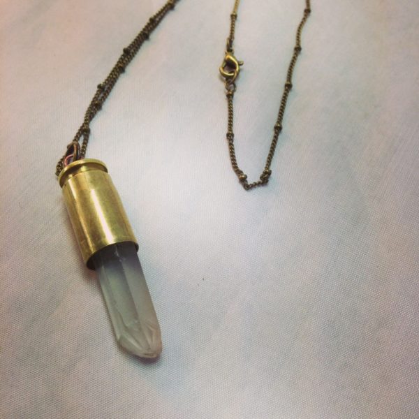 Crystal Bullet Case Necklace - hand made in Chicago